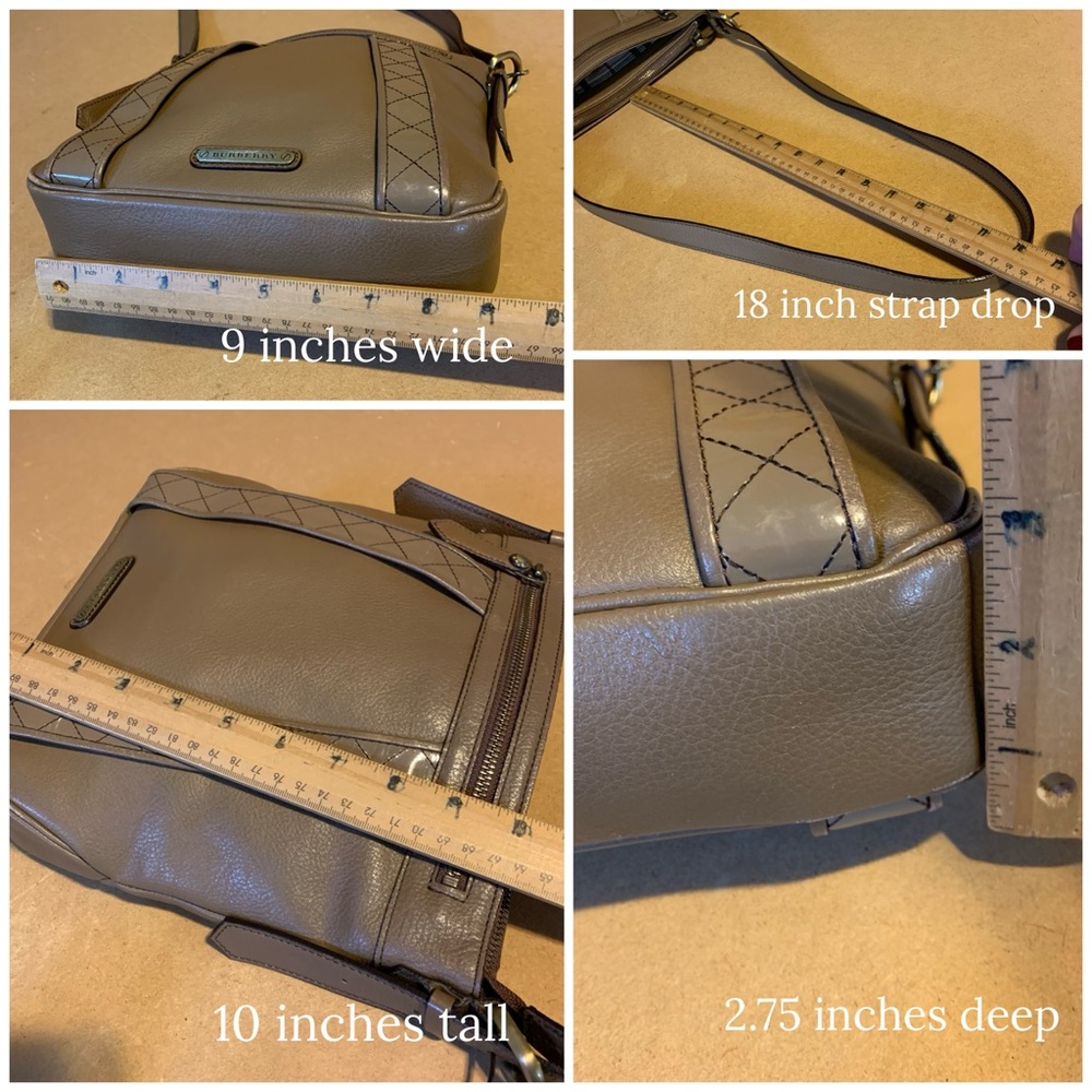 VTG BURBERRY DARK TAUPE BROWN LEATHER CROSSBODY OR SHOULDER BAG - Picture 14 of 14